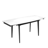 Vera Gloss White Marble Effect Ceramic Pull - out Extending Dining Table - Pendle Village Furniture