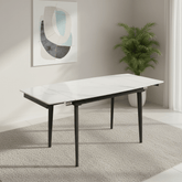 Vera Gloss White Marble Effect Ceramic Pull-out Extending Dining Table