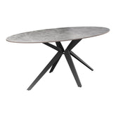 Lina 180cm Grey Gloss Ceramic Oval Dining Table - Pendle Village Furniture