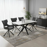 Lina 160–200cm Gloss Ceramic Dining Table with Tripoli Chairs - Pendle Village Furniture