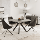 Falcon 130cm Grey Sintered Stone Round Dining Table Set - Pendle Village Furniture
