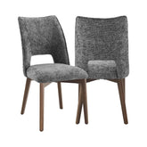 Valley Dark Grey Fabric Dining Chair with Dark Wooden Legs