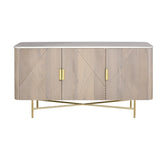 Valencia Marble Mango Wood 3 Door Sideboard - Pendle Village Furniture