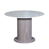 Valencia Marble Mango Wood Round Dining Table Set - Pendle Village Furniture