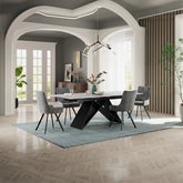 Valentino Argento Grey Ceramic Extending Dining Table with 4 chairs - Lifestyle Image