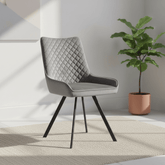Valentino Set of 4 Grey Plush Velvet Dining Chairs