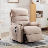 Valentino Lisbon Wheat Fabric Double Motor Rise and Recline Chair - Pendle Village Furniture
