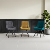 Valentino Set of 4 Plush Velvet Turquoise Dining Chair - Pendle Village Furniture