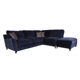 Viva Navy Blue Fabric Corner Sofa - Pendle Village Furniture