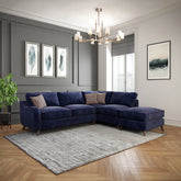 Viva Navy Blue Fabric Corner Sofa - Pendle Village Furniture
