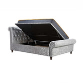 Venice Grey Crushed Velvet Ottoman Bed - Pendle Village Furniture