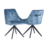 Vida Blue Fabric Swivel Dining Chairs - Set of 4 - Pendle Village Furniture