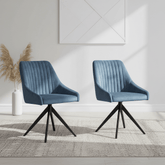 Vida Blue Fabric Swivel Dining Chairs - Set of 4