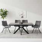 Grey Ceramic Top Ext Dining Table with Valentino Chairs - Pendle Village Furniture