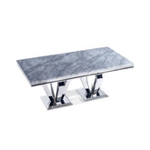 Vida Living Arturo 2M Large Grey Marble Top Dining Table - Pendle Village Furniture