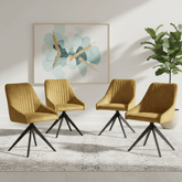 Vida Mustard Fabric Swivel Dining Chairs - Set of 4