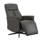 Vincenzo Dark Grey Leather Swivel Power Recliner Chair - Pendle Village Furniture