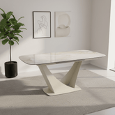 Shop the Vita Pearl White ceramic extending dining table with a V-shaped metal base. Heat, scratch and stain resistant with a smooth 180-240cm extension.