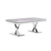 Vittoria 1.8M Grey Marble Dining Table with Roma Grey Dining Chair Set - Pendle Village Furniture
