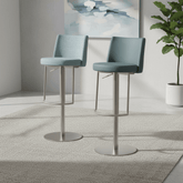 Vogue Stainless Steel Teal Barstool - Set of 2