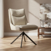 Vogue Leather Effect Stone Swivel Dining Chairs with Black Legs – Set of 4, 6 or 8