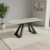 Vortex 160-200cm Grey Gloss Ceramic Extending Dining Table