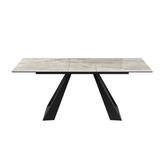 Vortex Grey Gloss Ceramic Extending Dining Table - Pendle Village Furniture
