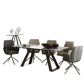 Vortex 160 - 200cm Grey Gloss Ceramic Extending Dining Table With Twist Dining Chairs - Pendle Village Furniture