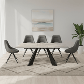 Vortex Grey Ceramic Ext Dining Table with Cerutti Swivel Dining Chairs