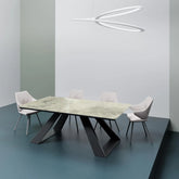 Vortex Grey Gloss Ceramic Extending Dining Table With Marlow Dining Chairs - Pendle Village Furniture