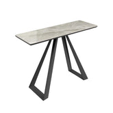 Vortex High Gloss Light Grey Ceramic Console Table - Pendle Village Furniture