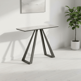 Vortex High Gloss Light Grey Ceramic Console Table