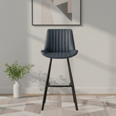 Walker Pair of Dark Blue Faux Leather Bar Stools