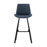 Walker Pair of Dark Blue Faux Leather Bar Stools - Pendle Village Furniture. Quick delivery