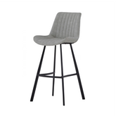 Walker Pair of Light Grey Faux Leather Bar Stools - Pendle Village Furniture