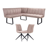 Warrior LHF Taupe Fabric Corner Bench 2 Chairs Set - Pendle Village Furniture