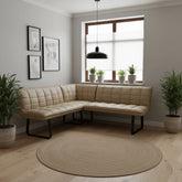 Warrior Taupe Fabric Corner Bench - Pendle Village Furniture