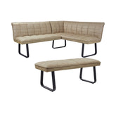 Warrior Taupe Fabric Corner Bench Set - Pendle Village Furniture
