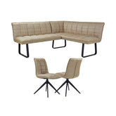 Warrior LHF or RHF Taupe Fabric Corner Bench 2 Chairs Set - Pendle Village Furniture