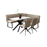 Warrior LHF Taupe Fabric Corner Bench - Pendle Village Furniture