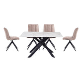 Warrior White Compact Fixed Dining Table With Dining Chairs Set - Pendle Village Furniture