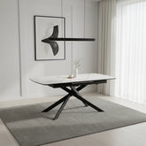 Warrior Large White Ceramic Extending Dining Table with 6 Amani Chairs - Pendle Village Furniture