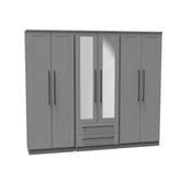 Beverly 6 Door Wardrobe with Mirror & Drawers - Pendle Village Furniture