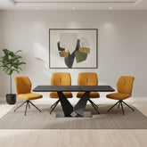 Westin Graphite Ceramic Extending Dining Table With 6 Mustard Dining Chairs - Pendle Village Furniture