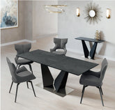 Westin Grey Ceramic Extending Dining Table With 6 Chairs - Pendle Village Furniture