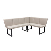 Westley Stone Faux Leather Corner Dining Bench with Manuelle Dining Chairs - Pendle Village Furniture