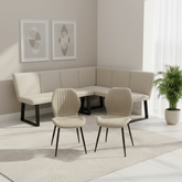Westley Stone Faux Leather Corner Dining Bench with Manuelle Dining Chairs