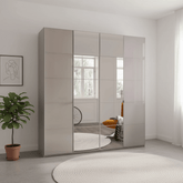 Zenith 200cm Champagne Glass 4 Door Wardrobe with Mirror