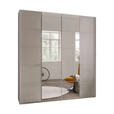 Zenith 200cm Champagne Glass 4 Door Wardrobe with Mirror - Pendle Village Furniture