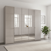 Zenith 250cm Champagne Glass 5 Door Wardrobe with Mirror